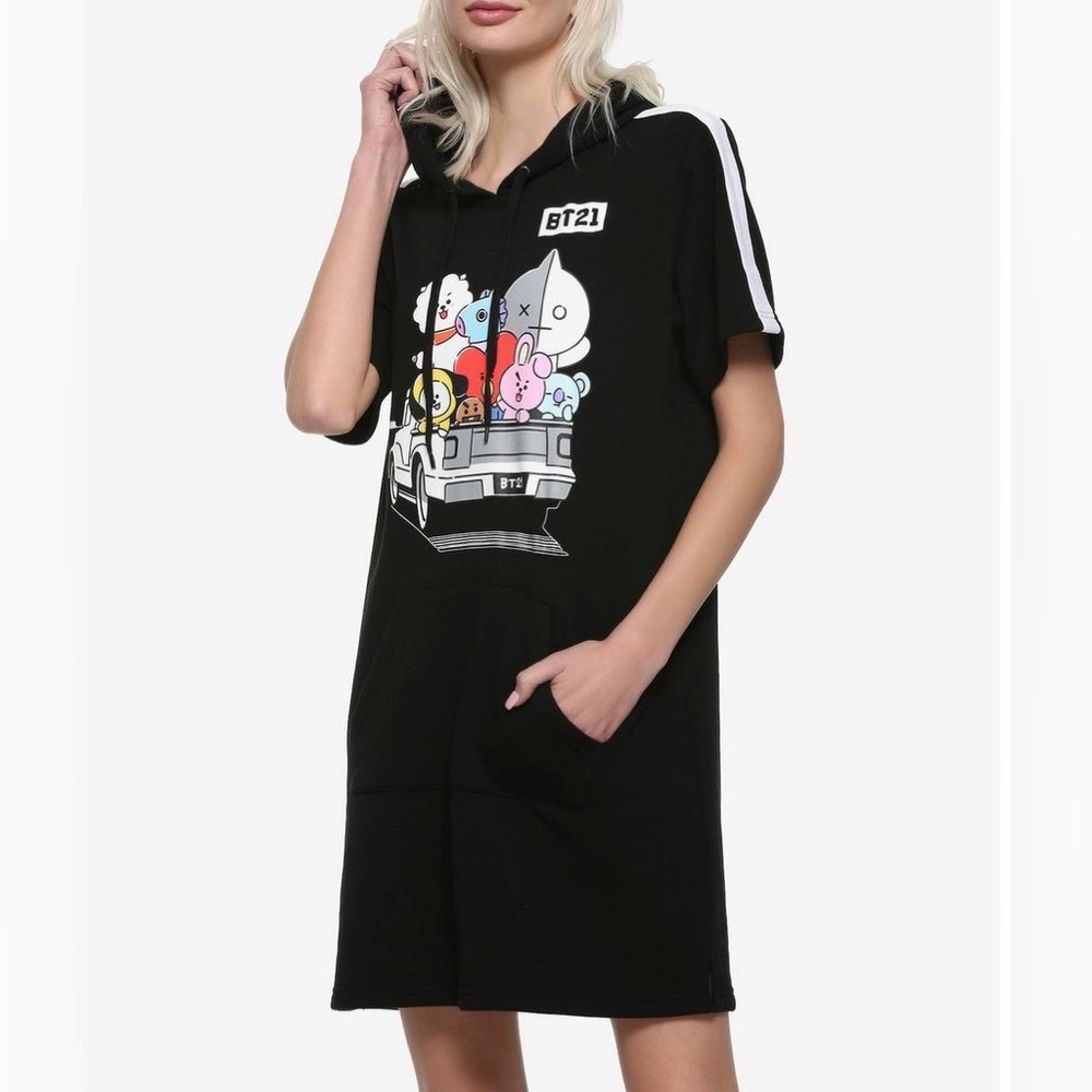BTS BT21 K Pop Hooded Sweatshirt Dress